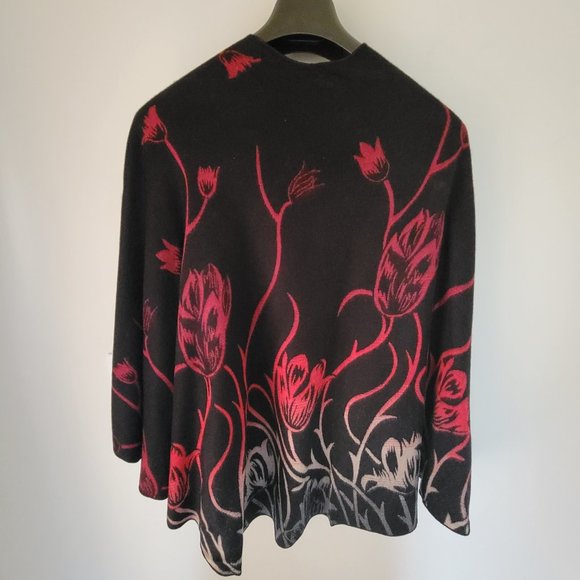 Rapti Fashion Reversible 100% Cashmere Buckle Shawl. Black & Red. Handmade. RF21 - Picture 3 of 9